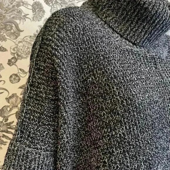 ALYA boxy oversized black cable knit cowl neck sweater women size medium - Picture 12 of 15